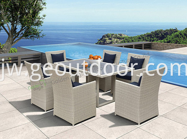 Rectangular Patio Rattan Dining Set